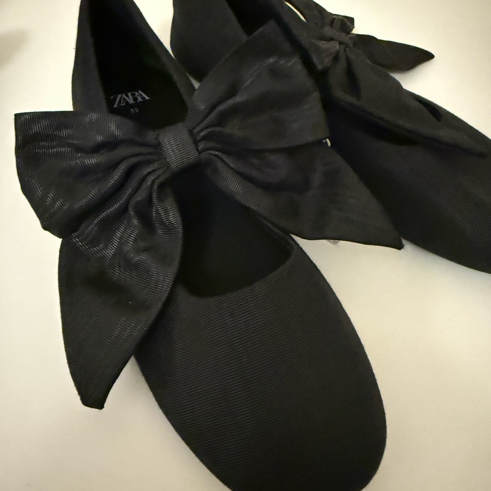 Zara Black Bow Flats